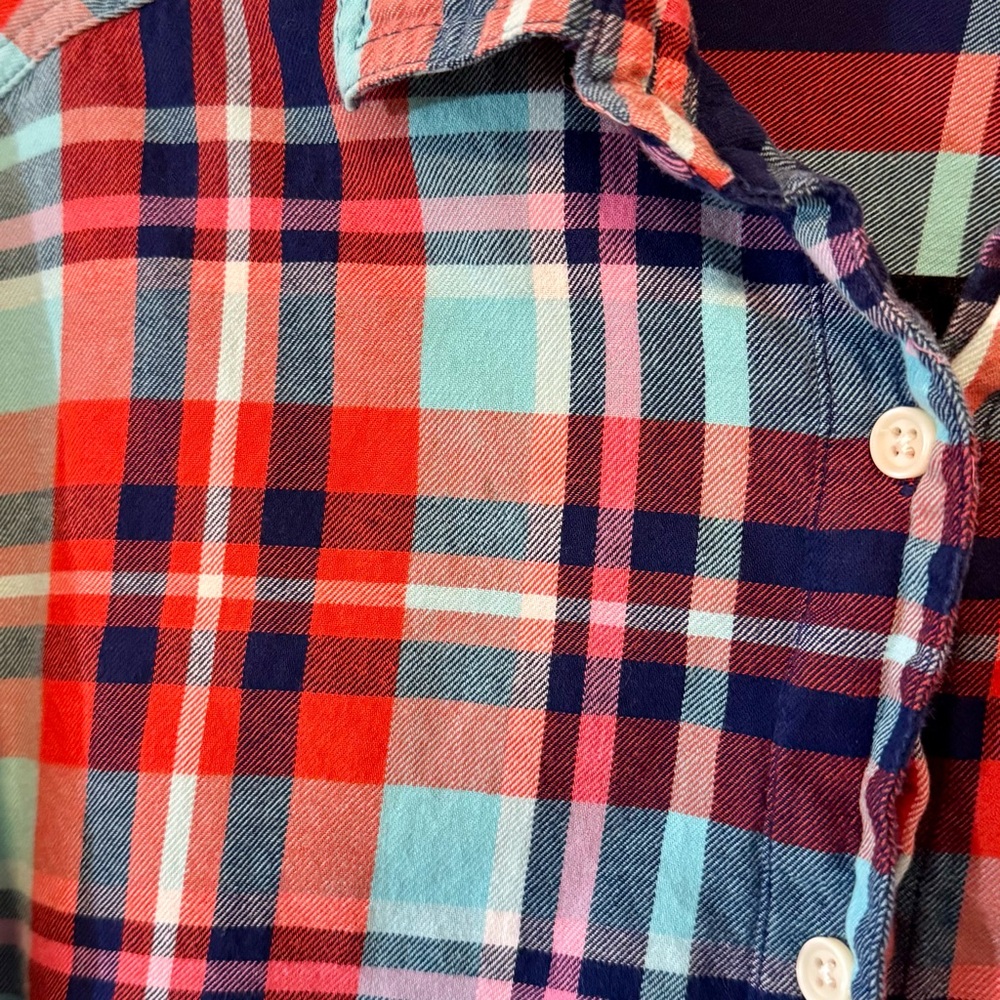 Old Navy | The Boyfriend Shirt, Flannel, Red & Blue Plaid, Size S -GUC - Picture 3 of 7